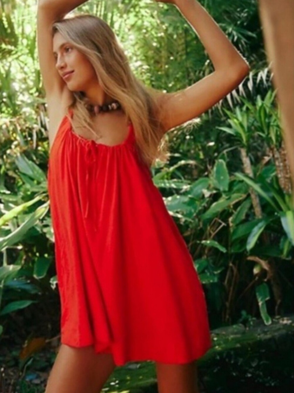 Free People Linen Blend Mini Dress Small Flowy Swing Beach